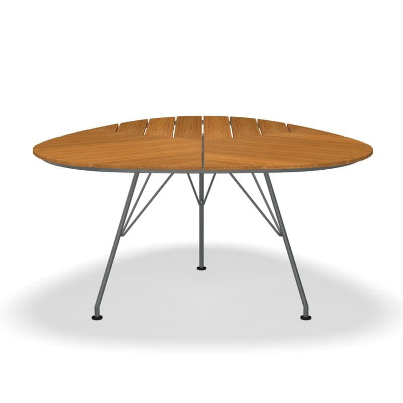 Houe "Leaf" Gartentisch 146 × 146 cm, Gestell Stahl grau, Tischplatte Bambus