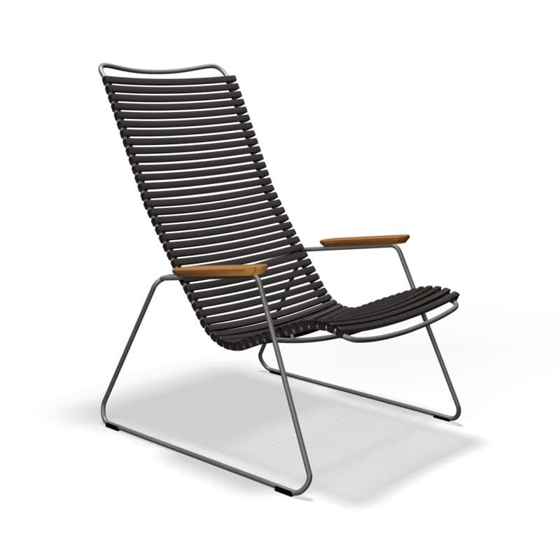 Houe "Click" Loungesessel, Stahlgestell grau, Kunststoff-Lamellen schwarz