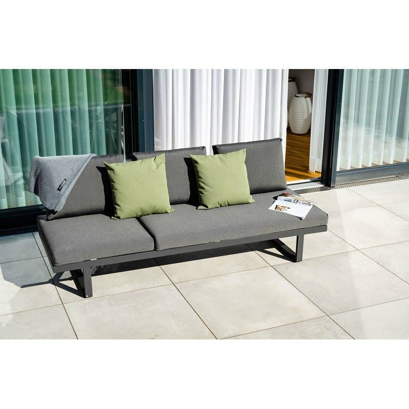 Jati&Kebon "Rao/Rao Rope" Multifunktionliege, Gestell Alu eisengrau, Auflagen-Set Natté Sooty