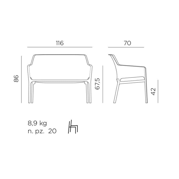 NARDI "Net" Loungebank, Maßangaben