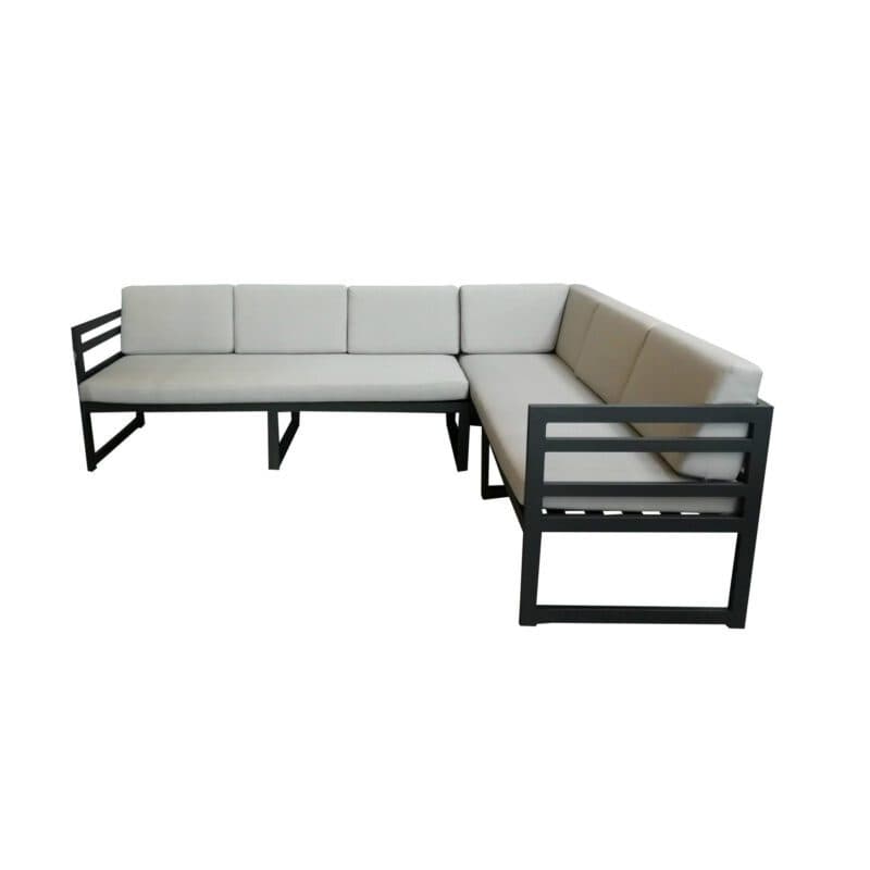 Jati&Kebon "Yoro" Casual Dining Eckloungeset, lange Seite rechts, Gestell Alu eisengrau, Polster Olefin light grey