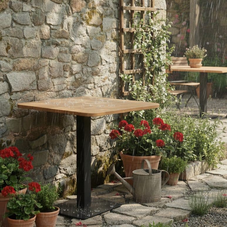 Liadomo "Torano" Klapptisch, Tischplatte Teakholz (Bild KI-generiert)