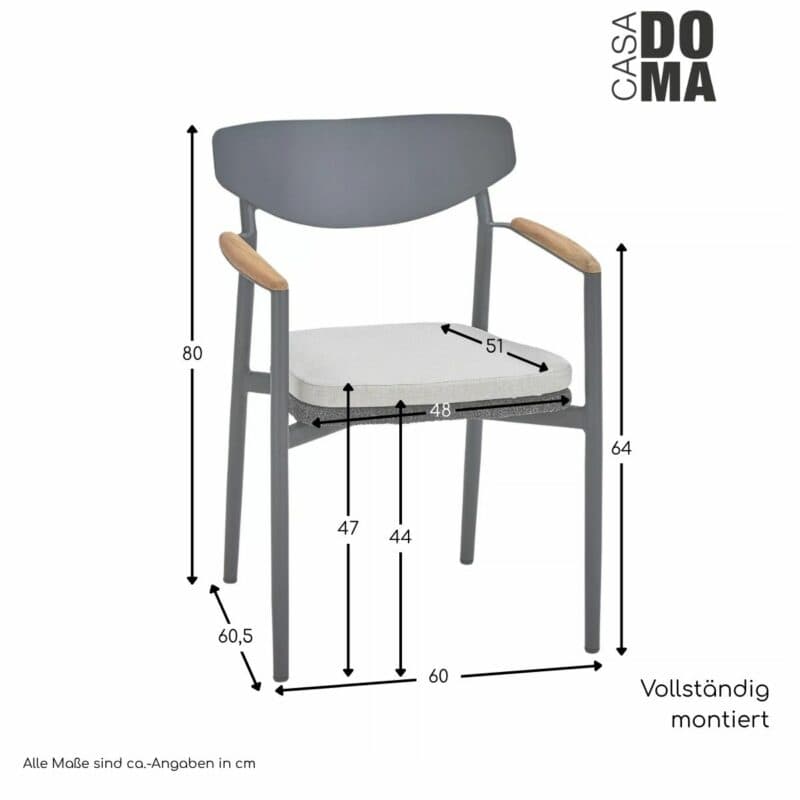 CASA DOMA "Farini" Stapelstuhl, Maße in cm