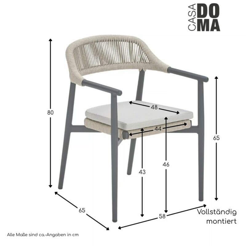 CASA DOMA "Terni" Stapelstuhl, Maße in cm