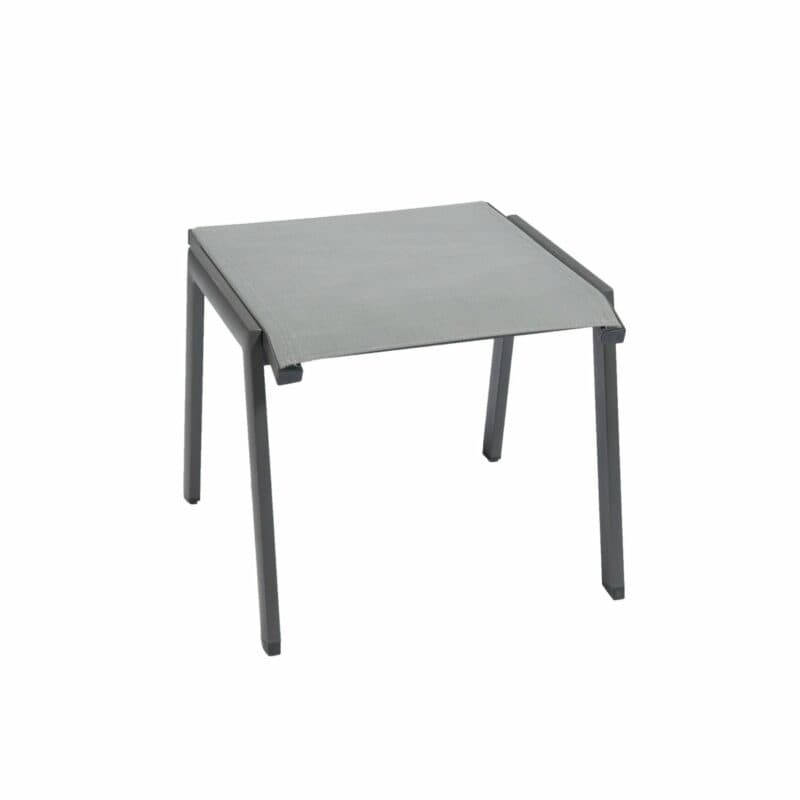 Jati&Kebon "Tinos/Rhodos" Gartenhocker, Aluminium eisengrau, Textilgewebe silbergrau