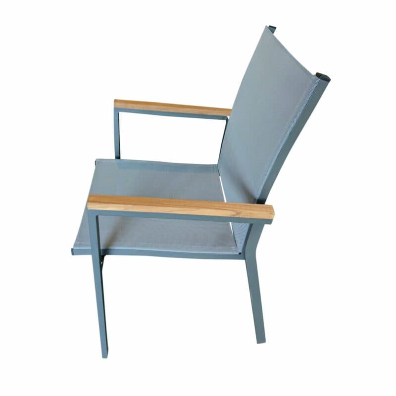 Jati&Kebon Gartenstuhl "Rome", Alu eisengrau, Gewebe silbergrau