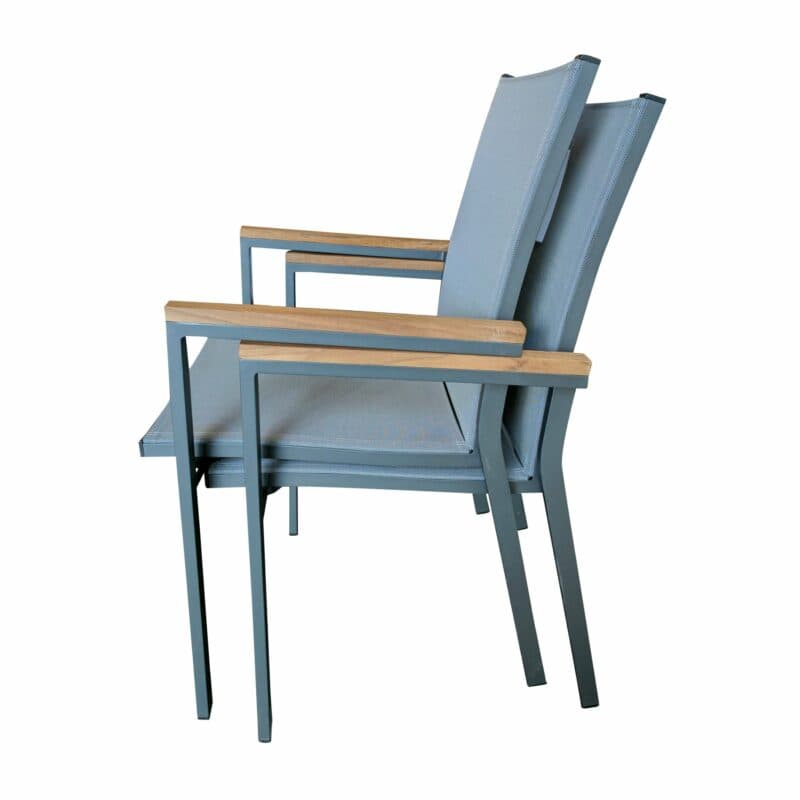 Jati&Kebon Gartenstuhl "Rome", Alu eisengrau, Gewebe silbergrau