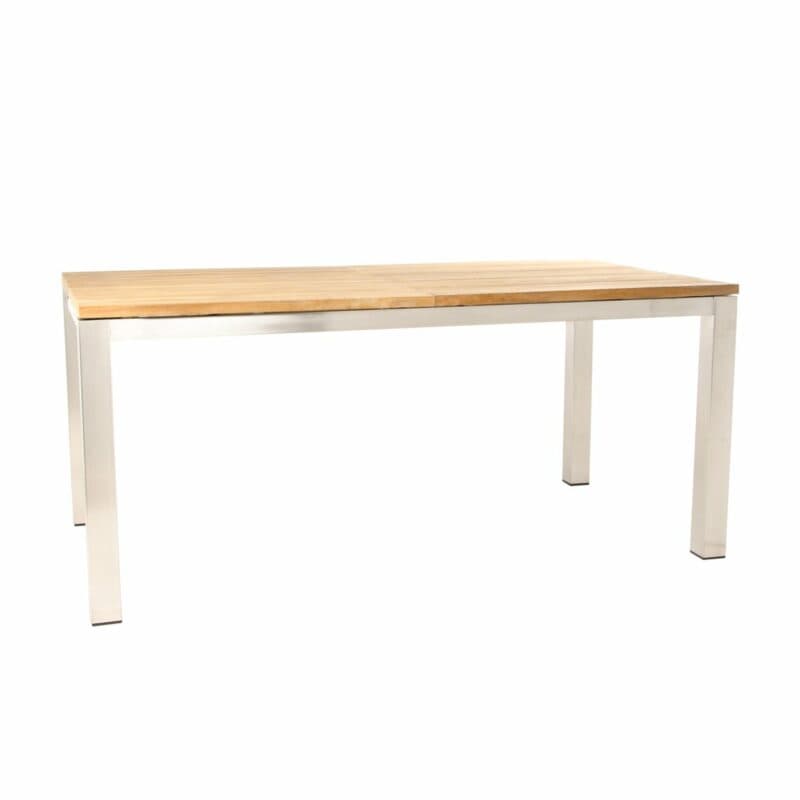 Jati&Kebon Ausziehtisch "Como", Gestell Edelstahl, Tischplatte Teakholz, 170/270 x 90 cm