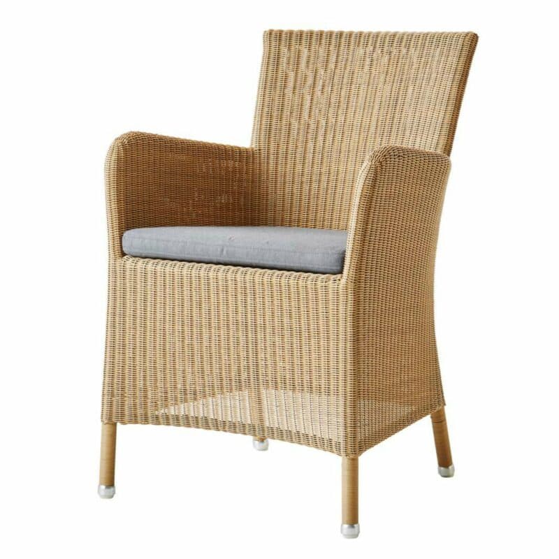 Cane-line "Hampsted" Dining-Sessel, Polyrattan-Geflecht natur mit Kissen grau