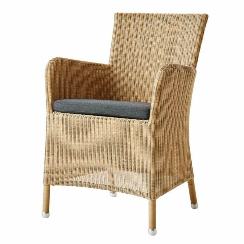 Cane-line "Hampsted" Dining-Sessel, Polyrattan-Geflecht natur mit Kissen schwarz