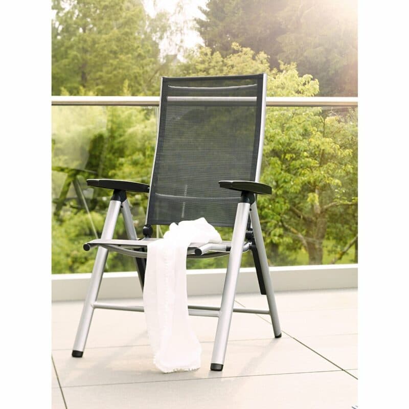 Kettler "Cirrus" Multipositionssessel, Gestell Aluminium silber, Sitzfläche Textilgewebe anthrazit-grau