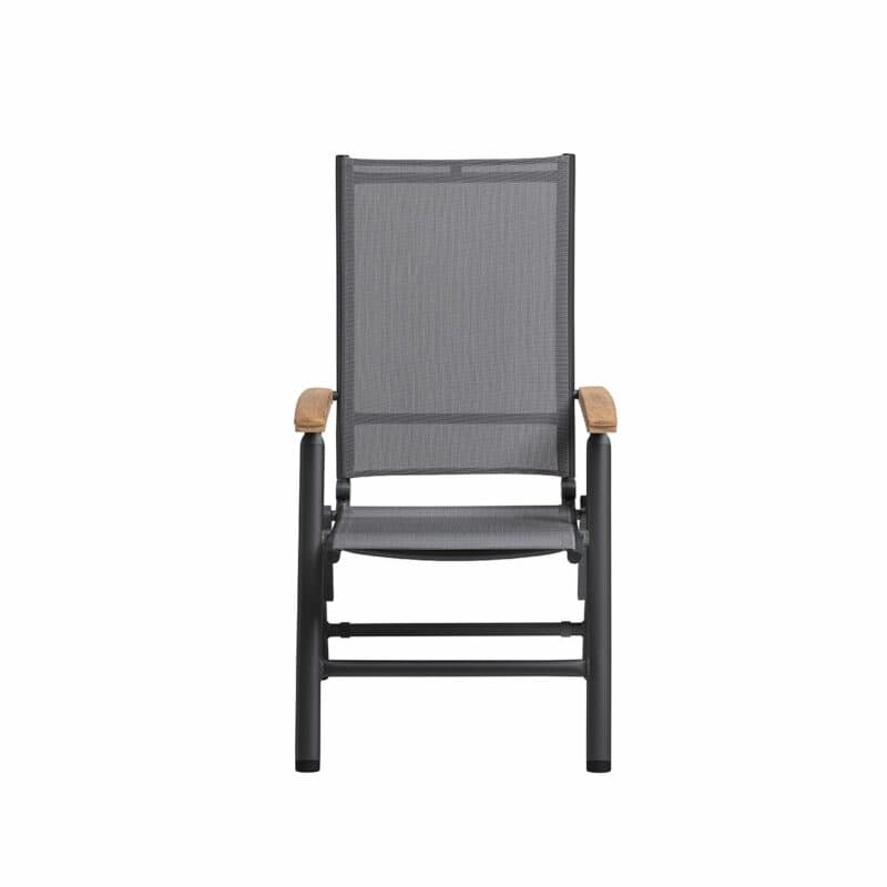 Kettler "Cirrus" Klappsessel/Verstellsessel, Gestell Aluminium anthrazit, Sitz Textilgewebe anthrazit-grau, Armlehnen Teakholz