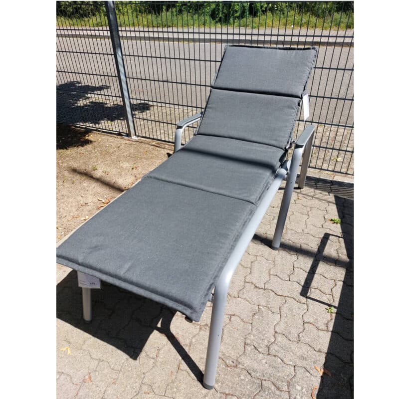 Kettler "Cirrus" Stapelliege, Gestell Aluminium silber, Bespannung Textilgewebe anthrazit-grau mit Stern Auflage schiefergrau