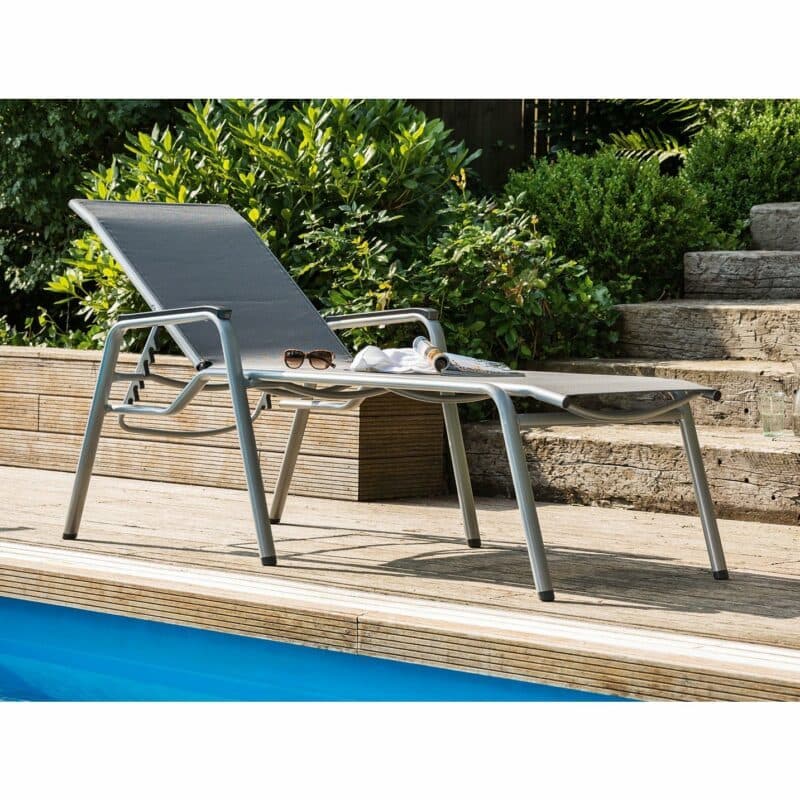 Kettler "Cirrus" Stapelliege, Gestell Aluminium silber, Bespannung Textilgewebe anthrazit-grau