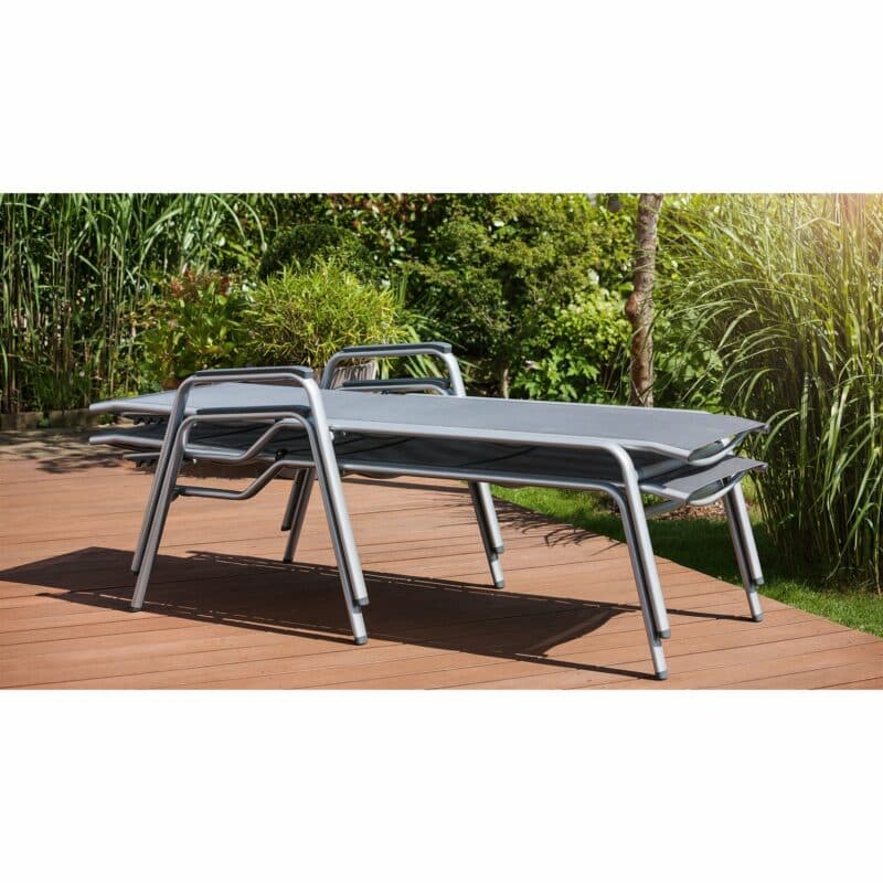 Kettler "Cirrus" Stapelliege, Gestell Aluminium silber, Bespannung Textilgewebe anthrazit-grau