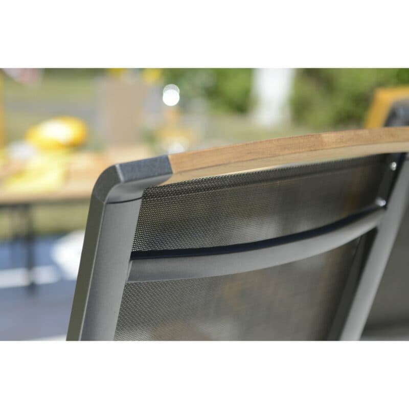 Kettler Hochlehner "Memphis", Gestell Aluminium anthrazit, Sitzfläche Textilgewebe bronze, Teakholz-Detail