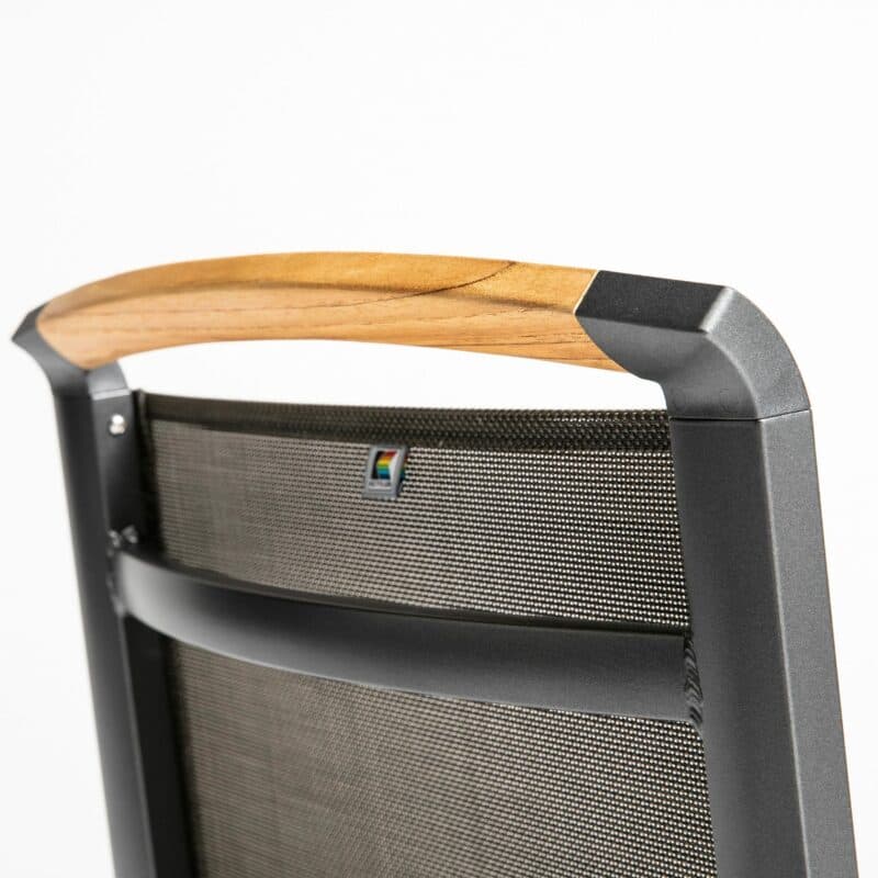 Kettler "Memphis" Multipositionssessel, Gestell Aluminium anthrazit, Sitzfläche Textilgewebe bronze, Teakholz-Akzente