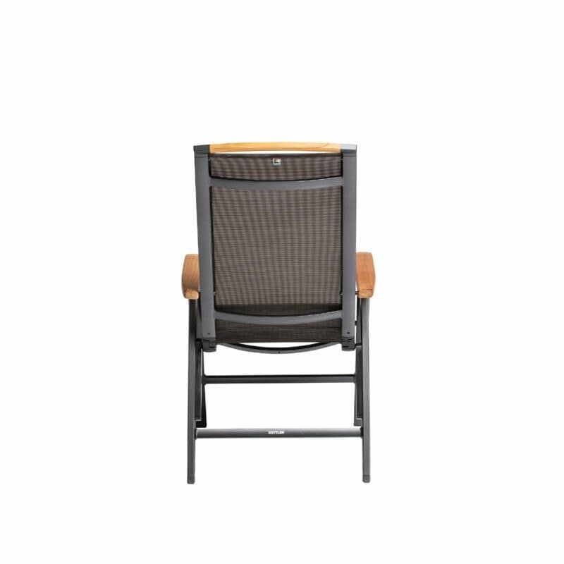 Kettler "Memphis" Multipositionssessel, Gestell Aluminium anthrazit, Sitzfläche Textilgewebe bronze, Teakholz-Akzente