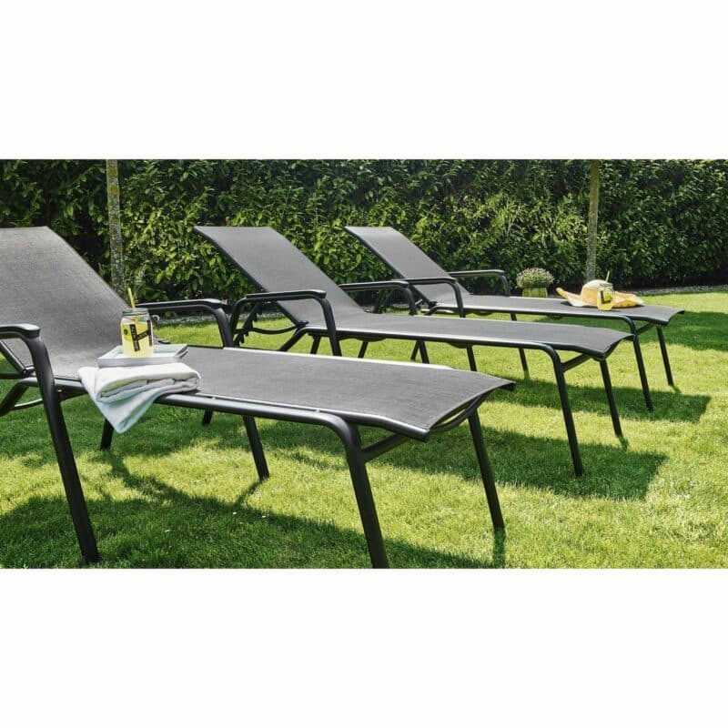 Kettler "Cirrus" Stapelliege, Gestell Aluminium anthrazit, Bespannung Textilgewebe anthrazit-grau