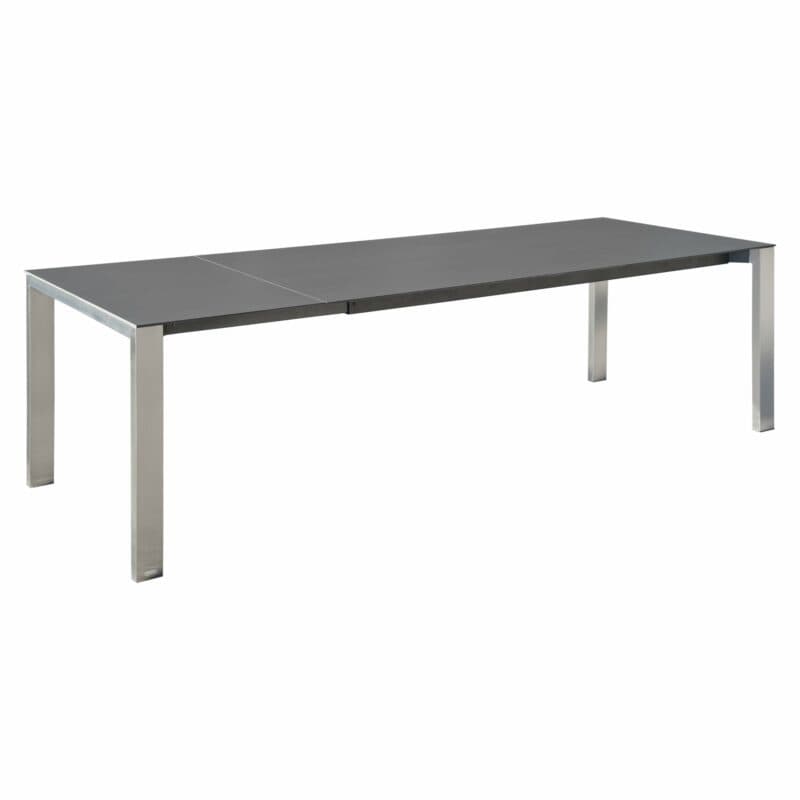 Zumsteg "Basso" Ausziehtisch, Tischplatte Keramik, Gestell Edelstahl, ausgezogen
