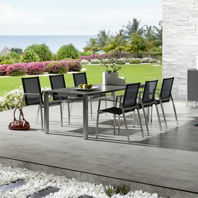 Zumsteg "Spezia" Ausziehtisch, Gestell Edelstahl, Tischplatte Keramik/Dekton