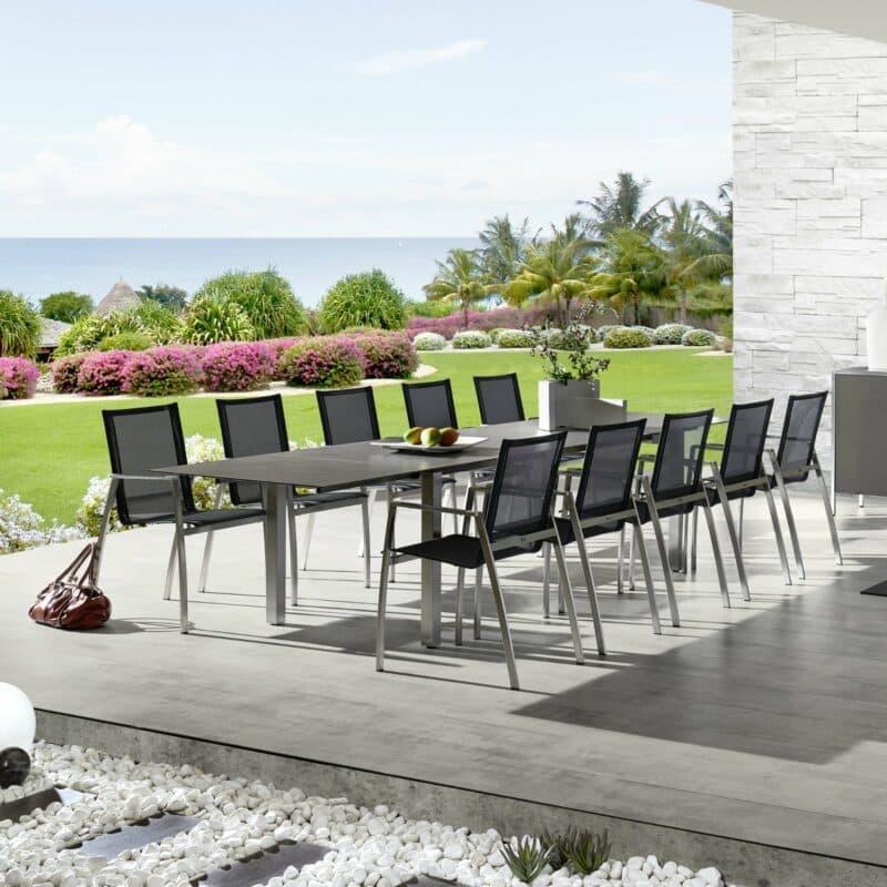 Zumsteg "Spezia" Ausziehtisch, Gestell Edelstahl, Tischplatte Keramik/Dekton