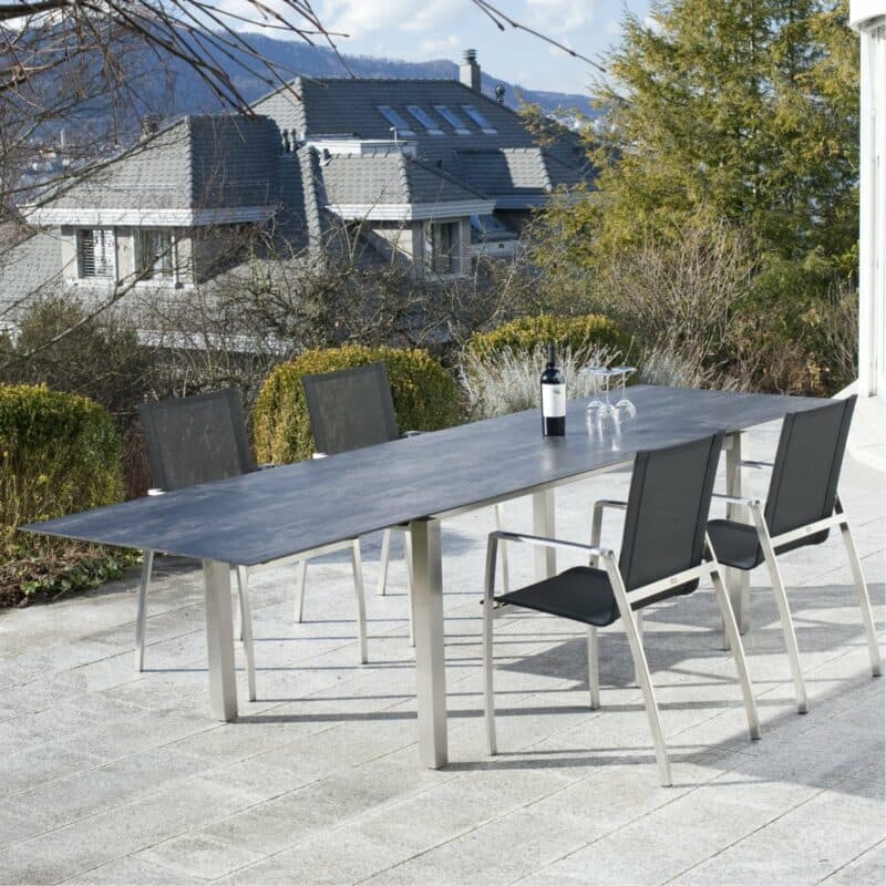 Zumsteg "Spezia" Ausziehtisch, Gestell Edelstahl, Tischplatte Keramik/Dekton