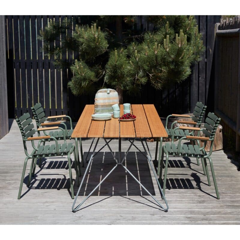 Houe "Sketch" Gartentisch, Stahlgestell grau mit Bambus-Lamellen