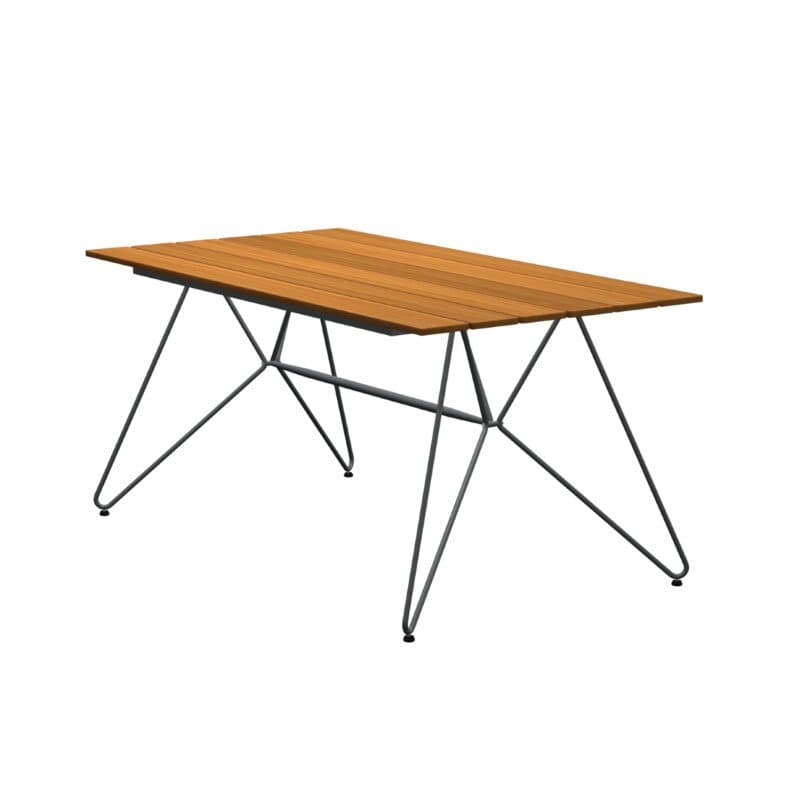 Houe "Sketch" Gartentisch 160x89cm, Stahlgestell grau mit Bambus-Lamellen