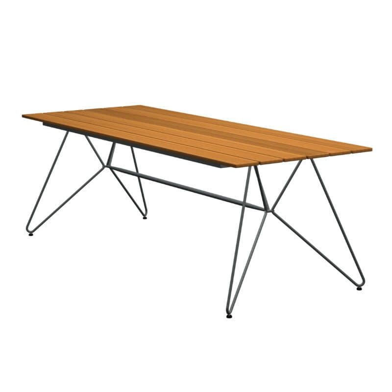 Houe "Sketch" Gartentisch 220x89cm, Stahlgestell grau mit Bambus-Lamellen