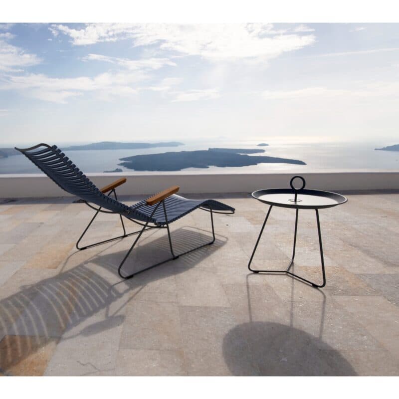 Houe "Click" Sunlounger mit verstellbarer Rückenlehne, Stahlgestell grau, Kunststoff-Lamellen schwarz