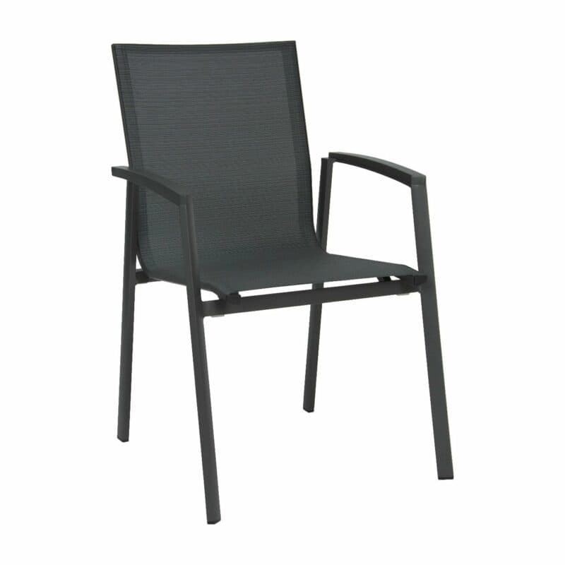 Stern Stapelsessel „New Top“, Gestell Aluminium anthrazit, Sitzfläche Textilgewebe karbon, Armlehnen Aluminium anthrazit