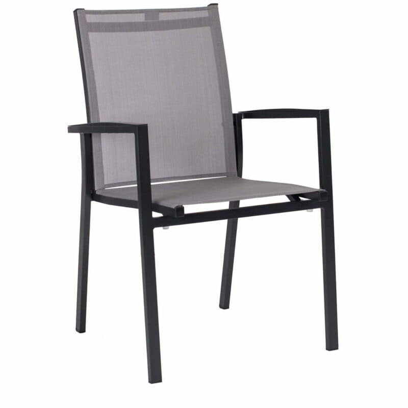 Stern Stapelsessel "New Levanto", Gestell Aluminium anthrazit, Sitzfläche Textil silber