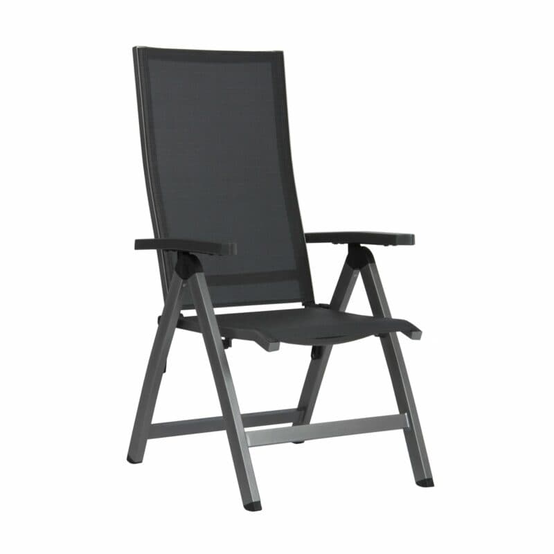 Stern Klappsessel "New Top", Gestell Aluminium graphit, Textilgewebe silbergrau, Armlehnen anthrazit