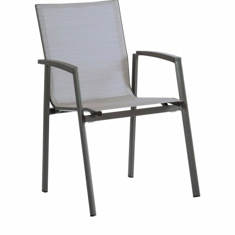 Stapelsessel "New Top" von Stern, Gestell anthrazit, Textilgewebe silber