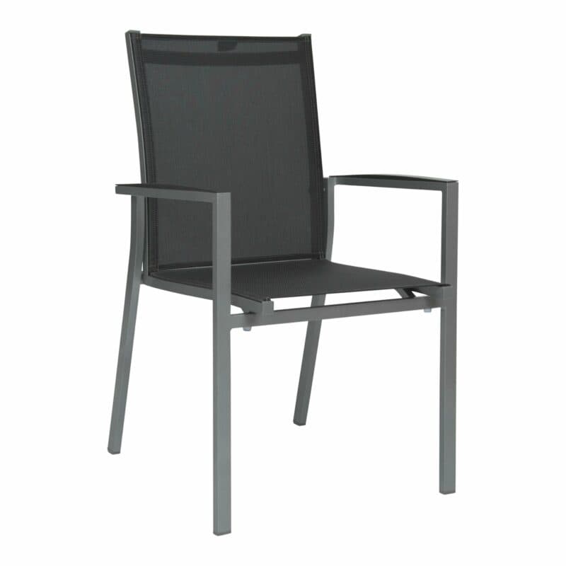 Stern Stapelsessel "New Levanto", Gestell Aluminium graphit, Sitzfläche Textil silbergrau