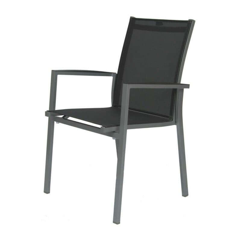 Stern Stapelsessel "New Levanto", Gestell Aluminium graphit, Sitzfläche Textil silbergrau
