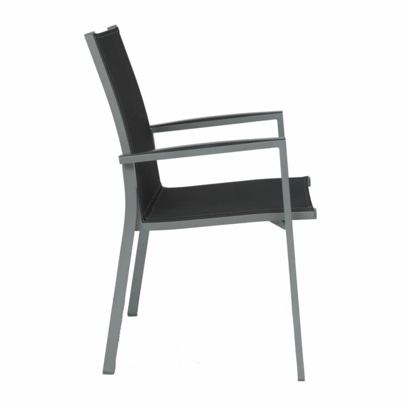 Stern Stapelsessel "New Levanto", Gestell Aluminium graphit, Sitzfläche Textil silbergrau