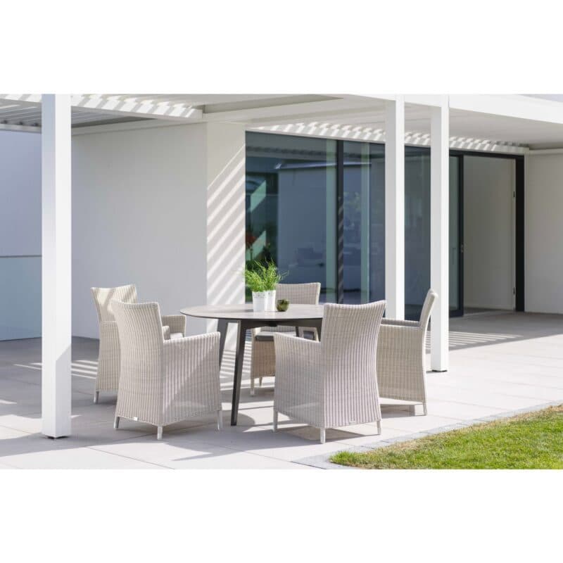 Stern Sessel "Sortino", Polyrattan-Geflecht vintage weiß, inklusive Kissen in seidengrau