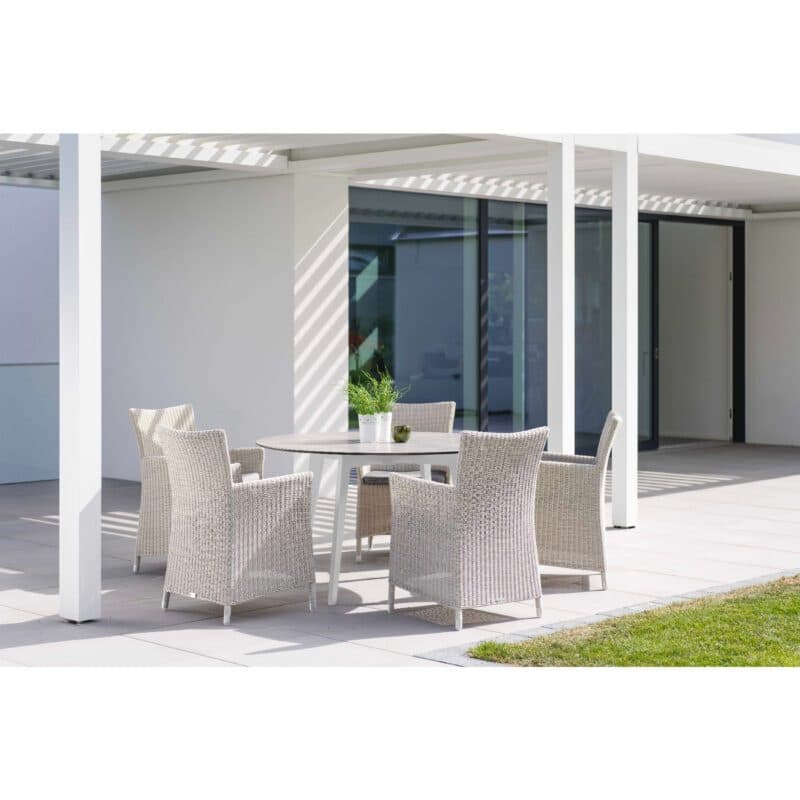 Stern Sessel "Sortino", Polyrattan-Geflecht vintage weiß, inklusive Kissen in seidengrau
