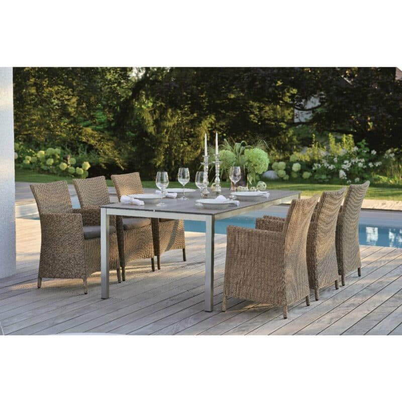 Stern Sessel "Sortino", Polyrattan-Geflecht zimt, inklusive Kissen in rehbraun