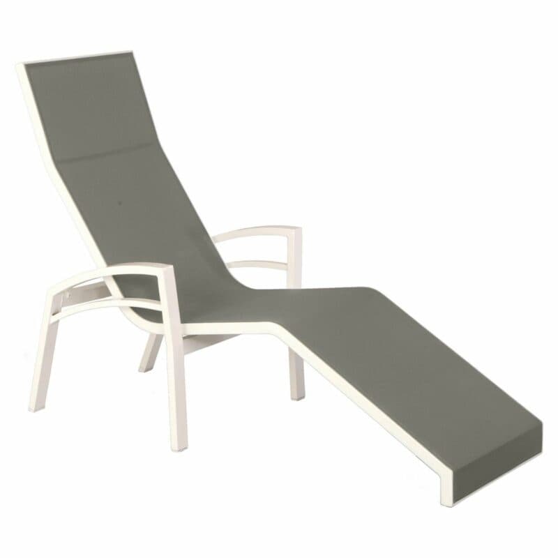 Relaxliege "Balance" von Stern, Gestell Aluminium weiß, Textilgewebe silber