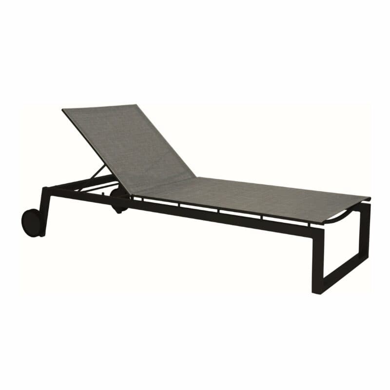 Stern "Robin" Rollenliege, Gestell Aluminium schwarz matt, Liegefläche Textilen Leinen grau