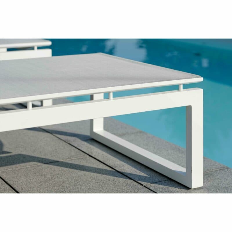 Stern "Robin" Rollenliege, Gestell Aluminium weiß, Textilgewebe silber