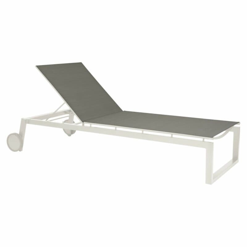 Stern Rollenliege "Robin", Gestell Aluminium weiß, Bespannung Textilgewebe silber