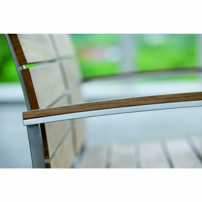 Stern Stapelsessel "Savona" , Gestell Edelstahl, Sitz- und Rückenfläche Teakleisten