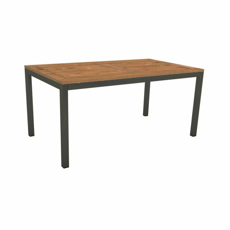 Stern Tischsystem, Gestell Aluminium anthrazit, Tischplatte Teakholz, Größe: 130x80 cm