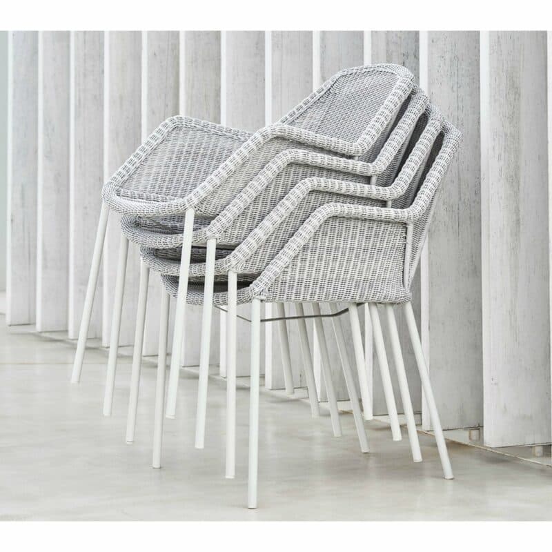Cane-line "Breeze" Stapelstuhl, Geflecht weiß-grau