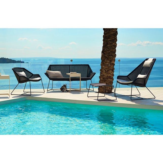 Cane-line "Breeze" Loungeset mit Sessel, Sofa und Hocker, Gestell Stahl schwarz, Sitzfläche Polyrattan schwarz