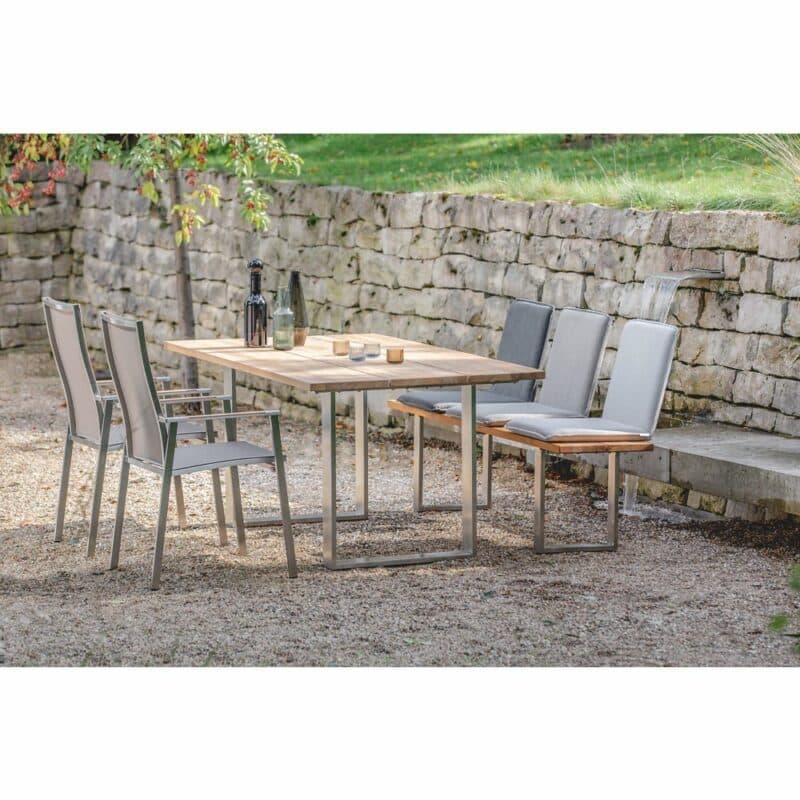 Niehoff Gartentisch "Noah" mit Bank "Nemo", Sitzschale "Nette" und Hochlehner "Scalea"